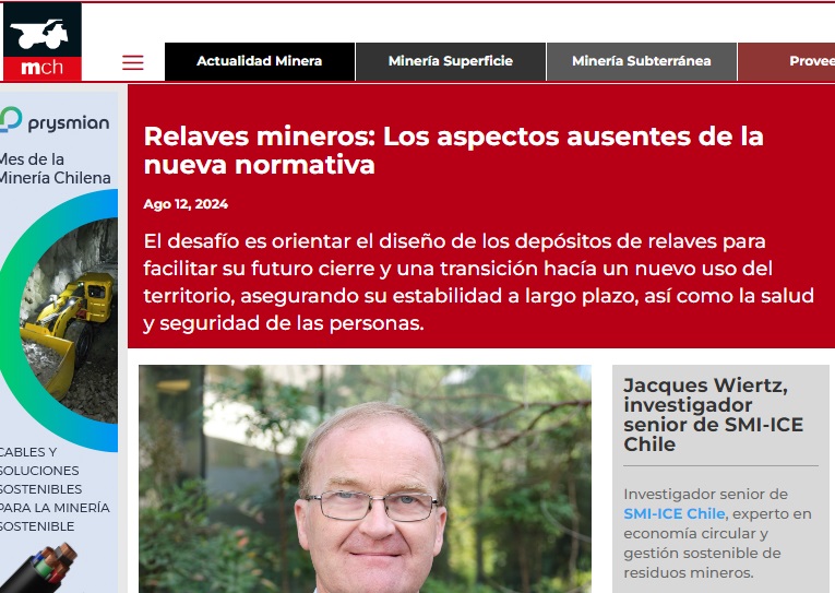 Jacques Wiertz_Columna sobre actualizacion normativa de la gestion de relaves en Chile